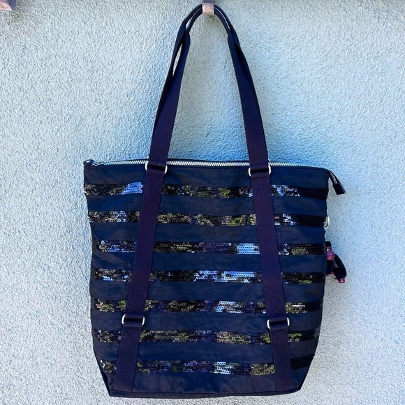 KIPLING Large Shopper Double Handle Shoulder Tote w/ Sven the Gorilla Charm NWOT - Picture 3 of 11